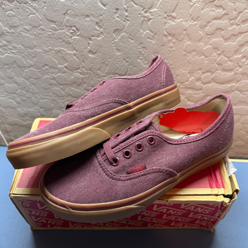 Vans Authentic Sneakers Womens 6.5 Burgundy Washed Canvas Gum Sole VN0004MKIL9